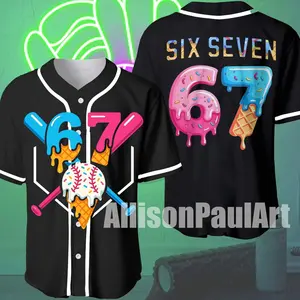 Funny Gen Alpha 6 7 Baseball Jersey, Trendy Meme Design, Unisex Game Day Outfit, Casual Streetwear, Sportswear, Unique Team Uniform
