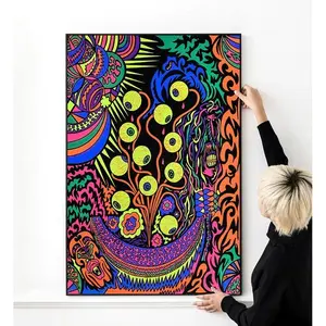 Rare Vintage 1970 Psychedelic Black Light Poster - High Quality Canvas Print For Wall Art S