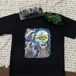 Twisted Tea T-Shirt – Three Raccoons Moon Graphic, Funny Gift for Hard Iced Tea Lovers and Drinking Humor Fans, Unisex Cotton Tee