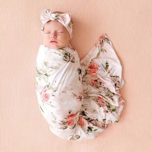 Vintage Pink Rose Swaddle Headband Set