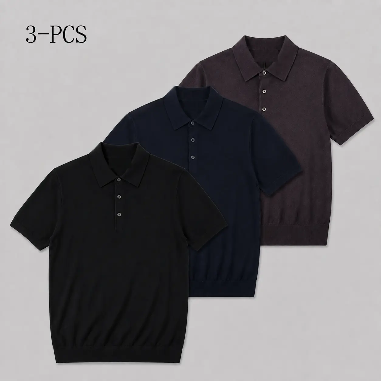 3pcs Dark Gray+Brown+Navy Blue
