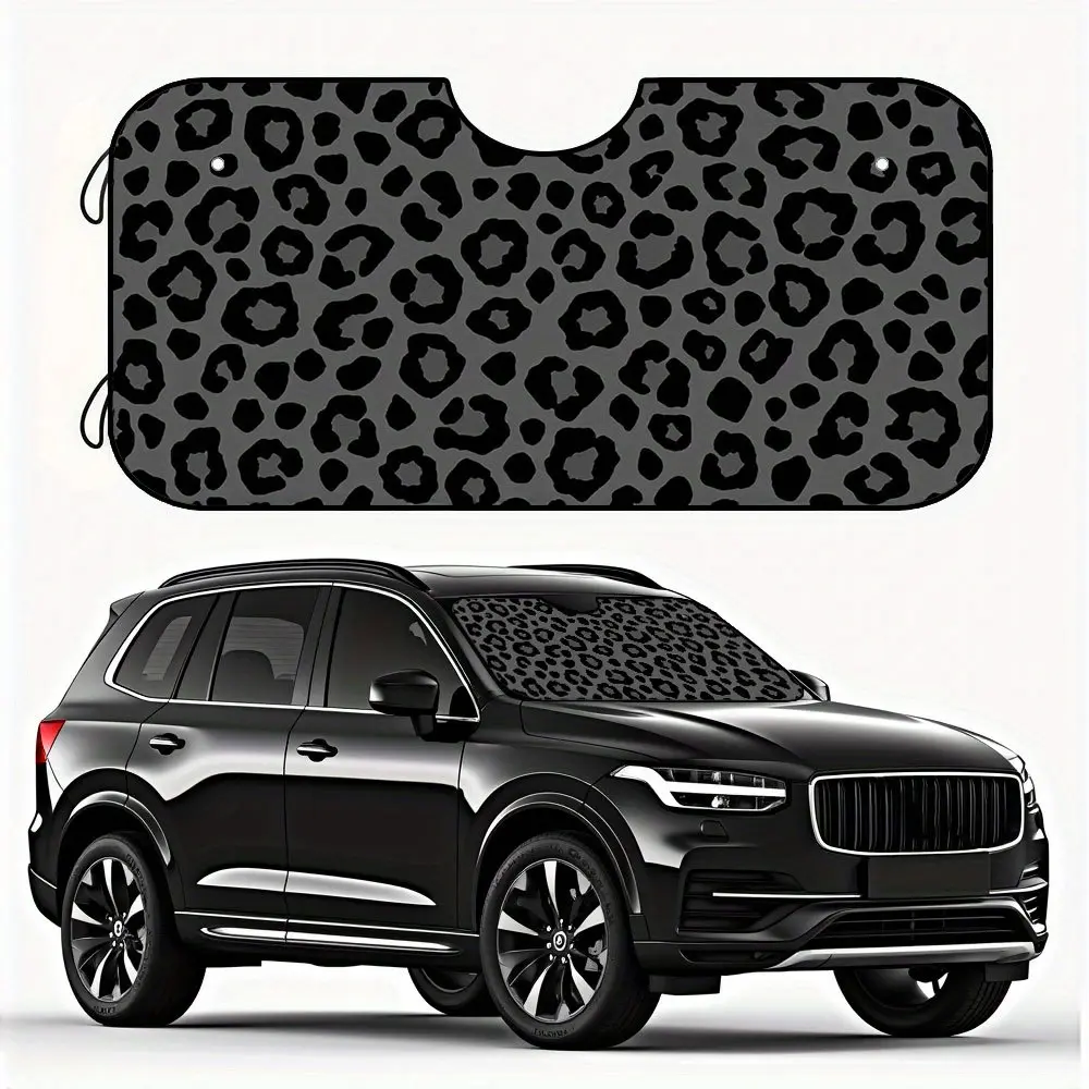 1pc Foldable Car Sunshade, Sun Shades For Car Windows, Leopard Grey Pattern, Effectively Blocks Heat And Sunlight, Perfect for Urban, Parked Vehicles, Road Trips, Sunshade, Sun Cover For Car Windshield