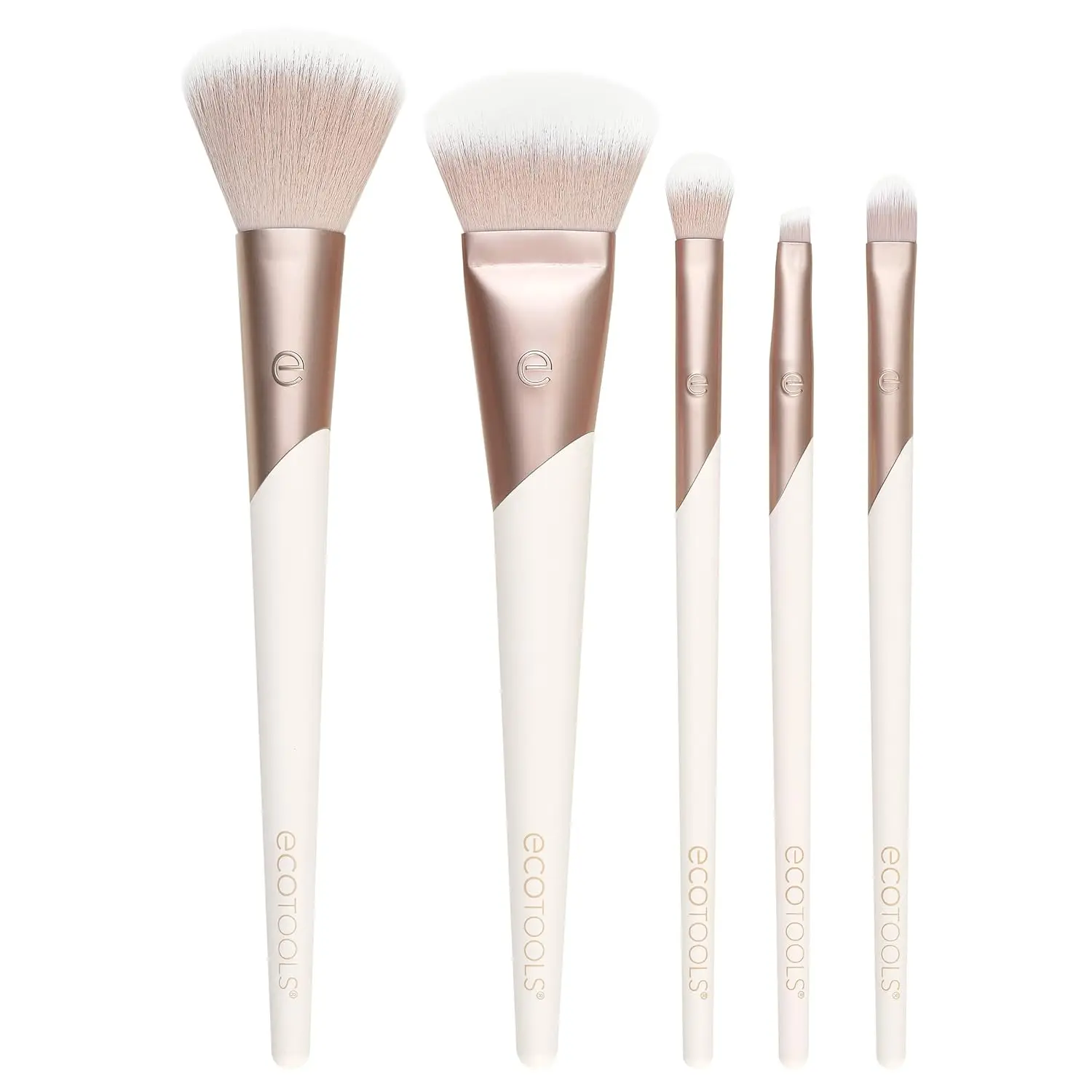 Ecotools Luxe Natural Elegance Professional Face Makeup & Foundation Brush Set, Premium Brush Kit for Face, Cheek, & Eye Makeup, Synthetic Makeup Brushes, Vegan & Cruelty-Free, 5 Piece Set Paris Presents Incorporated