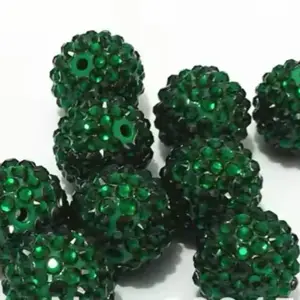 Green 20mm Rhinestone Beads Set of 5