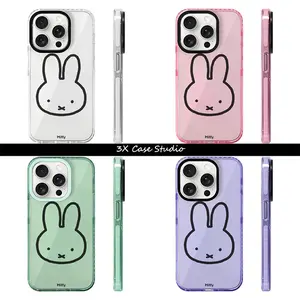Cute M-Miffy Kawayi  Lovely Transparent Phone Case For iPhone 17 16 15 14 13 12 Pro Max Plus Anti Fall Birthday And Holiday Gifts Case Cover