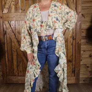 Desert Rodeo Floral Kimono | Western Ruffle Duster Cardigan