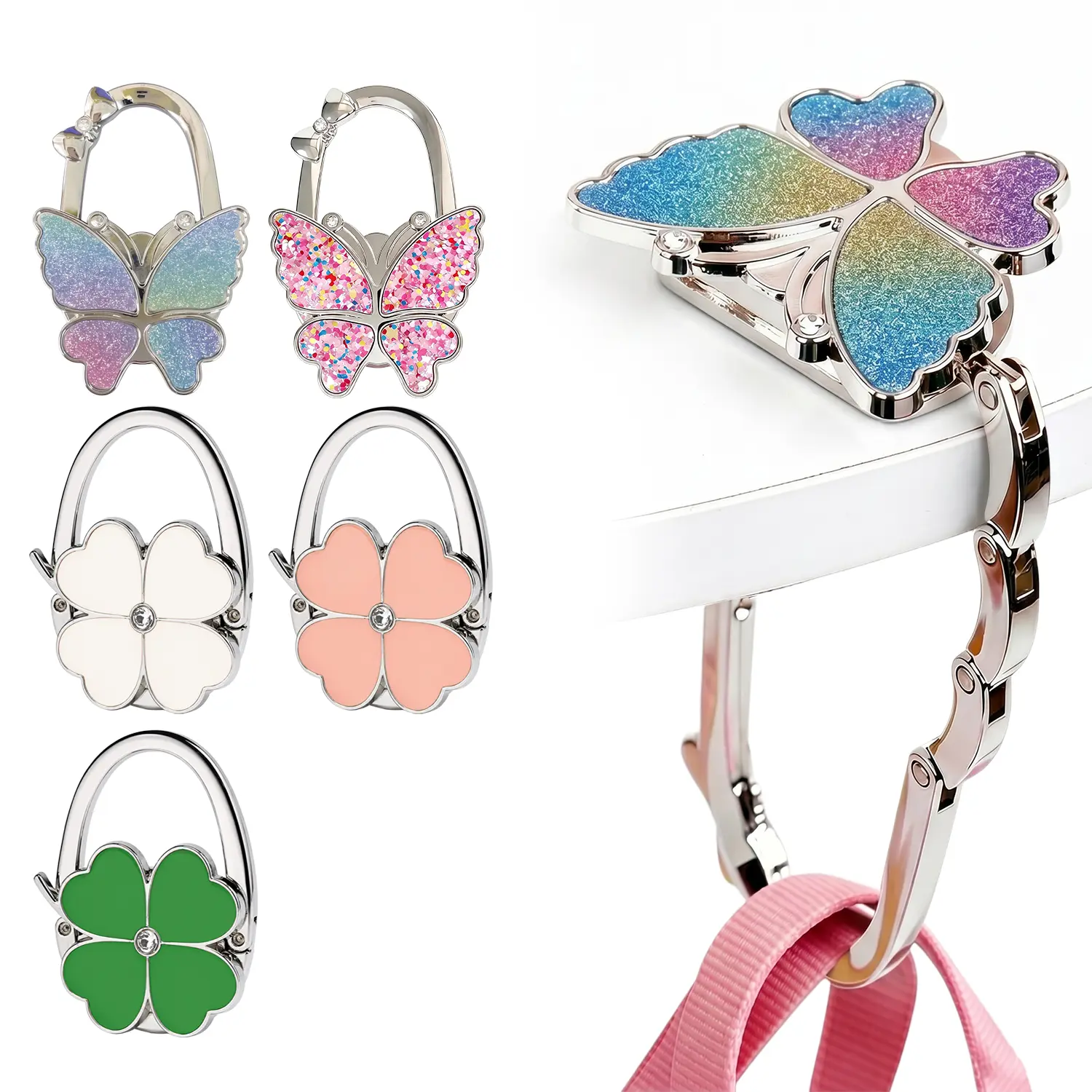 Butterfly Foldable Handbag Hanger,Folding Purse Table Hook Holder,Foldable Purse Hook,Purse Holder Stand for Table, Unisex Daily & Travel Use, Perfect Gift for Fashion Lovers