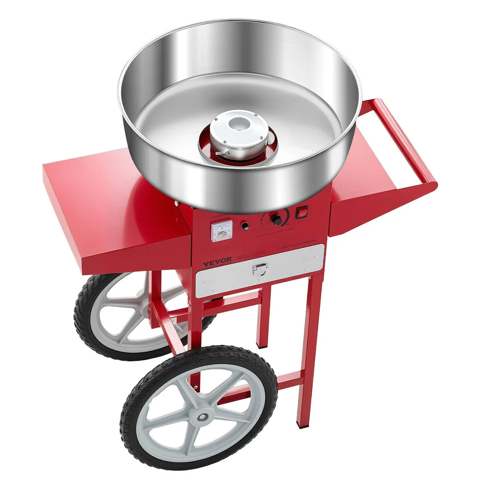 VEVOR Commercial Cotton Candy Machine with Cart Sugar Floss Maker 1000W for Party Red