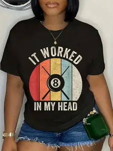 100% Cotton Retro Billiards Shirt Billiard Pool Player Lover Vintage T-Shirt Round Neck Short Sleeve T-Shirt Women's Men Graphic Tee