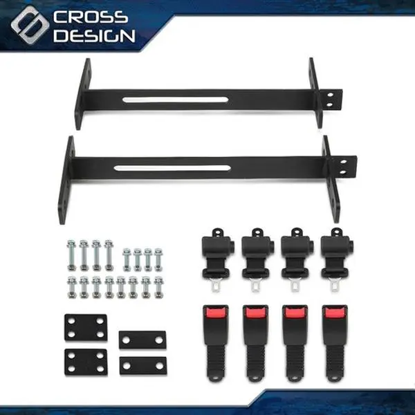 CROSSDESIGN Durable 4-Retractable Seat Belts and Bracket Kit, Vehicle Accessories for EZGO, Yamaha, Club Car Golf Carts