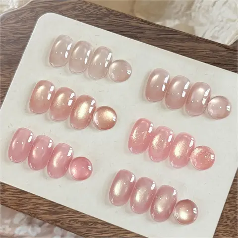 GAOY Soft Pink Cat Eye Gel Nail Polish, 6 Jelly Colors, Moonlight Ballet | Sheer Nude Satin Finish with Holography, Pink Nude for Wedding Party, UV Lamp Required, Manicure DIY Art at Home