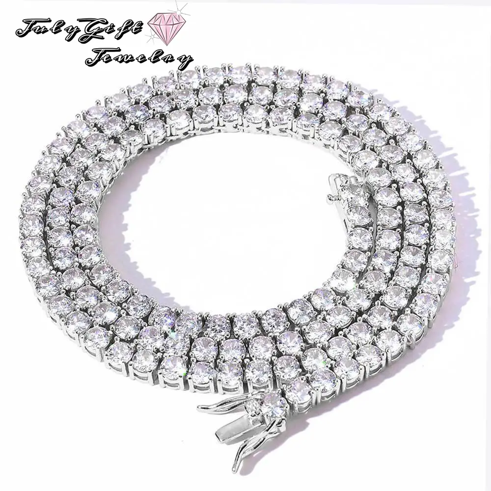 Tennis Necklace, 3.0mm/4.0mm/5.0mm Round Classic Tennis Necklace 16/18/20/22/24 Inch