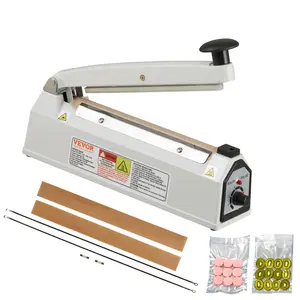 TikTokShopBlackFridayVEVOR Impulse Sealer 8 inch, Manual Heat Sealing Machine with Adjustable Heating Mode, Aluminum Shrink Wrap Bag Sealers for Plastic Mylar PE PP Bags, Portable Poly Bag Sealer with Extra Replace Kit