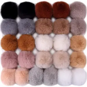 26 count Faux   Pom Pom Fluffy Pompom Balls with Elastic Loop for Hats  Scarves Gloves Bags Accessories(13 Soft Colors, 2 count Each Color)