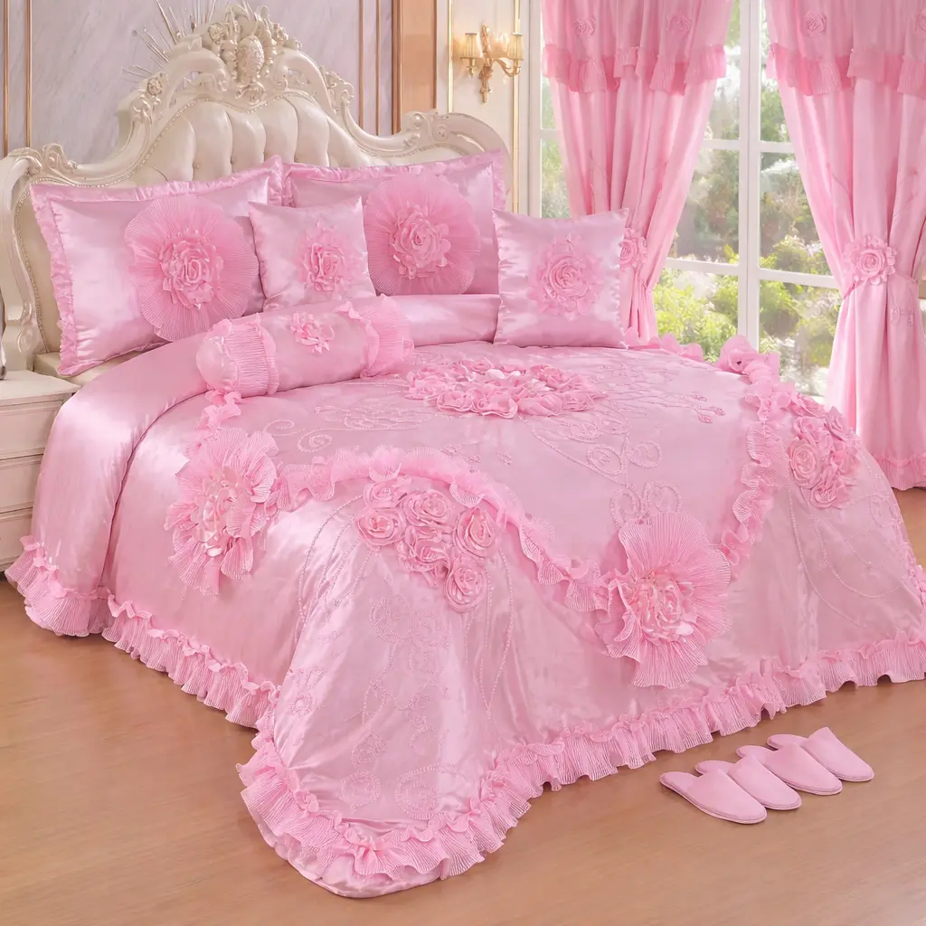 Luxury royal pink bedding set