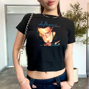 Deftones Around the Fur Baby Tee, Vintage Music Graphic T-Shirt, Y2K Aesthetic Fitted Top for Women, Alt Rock Band Style Shirt