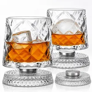 Elegant Wine Glass Set, Home Use Rotating Crystal Glass, Creative Wine Accessories, Durable Base, Suitable for Various Wines, Enhance Drinking Experience