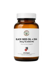 BioNatal Black Seed Oil + DHA Softgels 2000mg 60ct | 5% Thymoquinone (TQ) 35mg Standardized Nigella Sativa | 350mg Vegan DHA Algal Oil | Omega 3-6-9 Complex for Brain Heart Joint Support | Plant-Based, Cold-Pressed, No Fish Oil, Easy Softgels