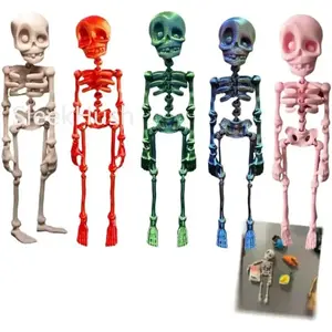 5PCS 3D Printed Poseable Skeleton Refrigerator Decorating Magnets, Articulated Gothic Skull Motif with Movable Joints, Magnetic Fridge Decor for Kitchen Halloween Gift, 3D Printer-Crafted Decoration for Indoor Recreation