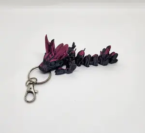 Tadling Dragon Keychain Crystal Rose Gem Clover Mothers Day Gift 3D Printed