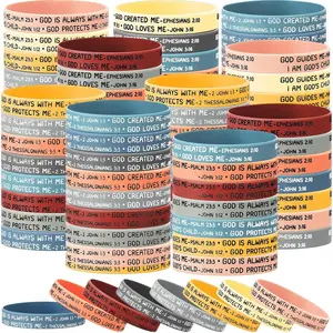 50 count  Bracelets Bulk Christian Easter Egg Stuffers Resurrection Gifts  Verse  Wristbands God Guides Me for  Sunday School Church Group (Bright Color)
