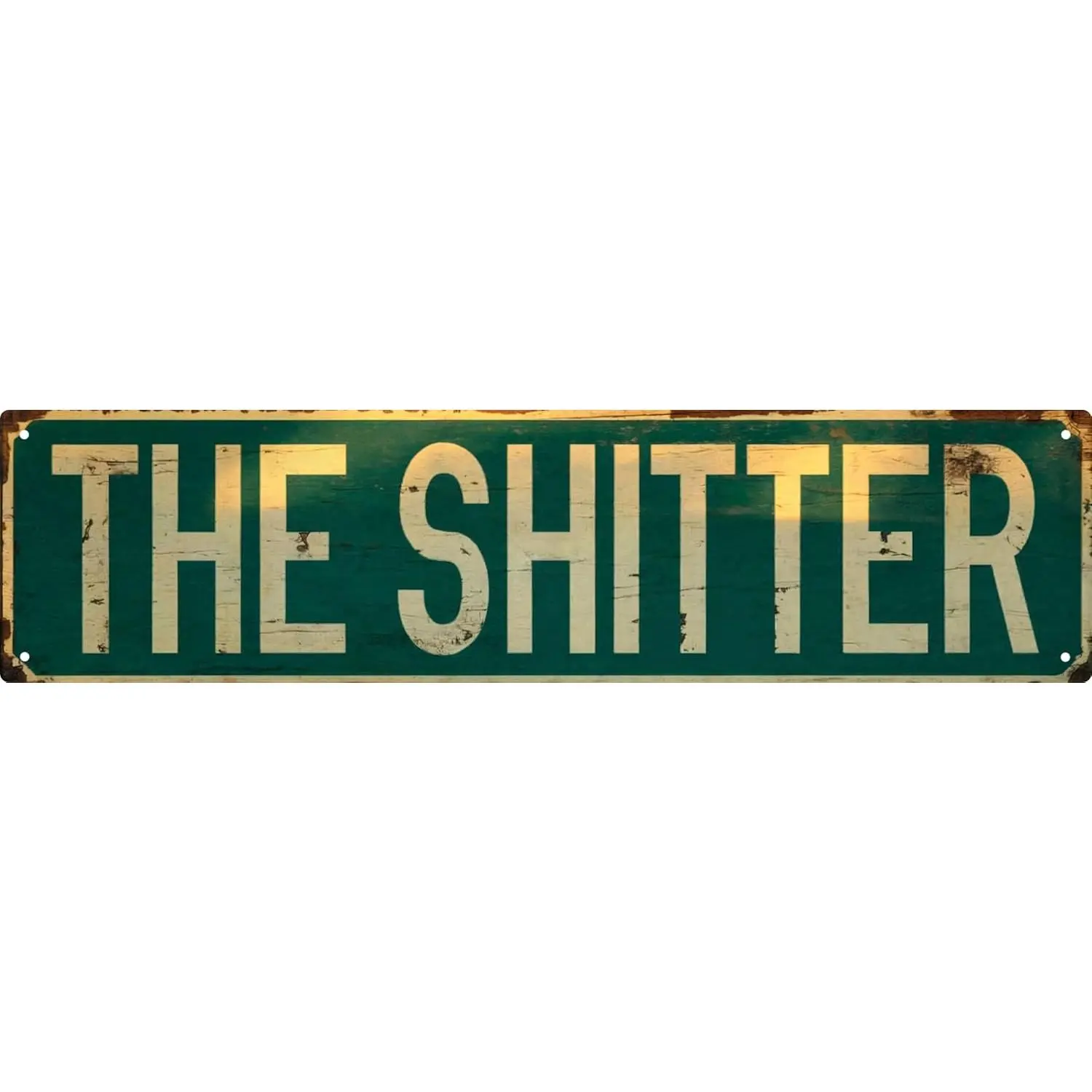 Vintage 4x16 in Rustic Metal Wall Sign, Farmhouse Home Decor with Rustic Look, The Shitter Themed Plaque for Home Bar, Unique Housewarming or Birthday Gift