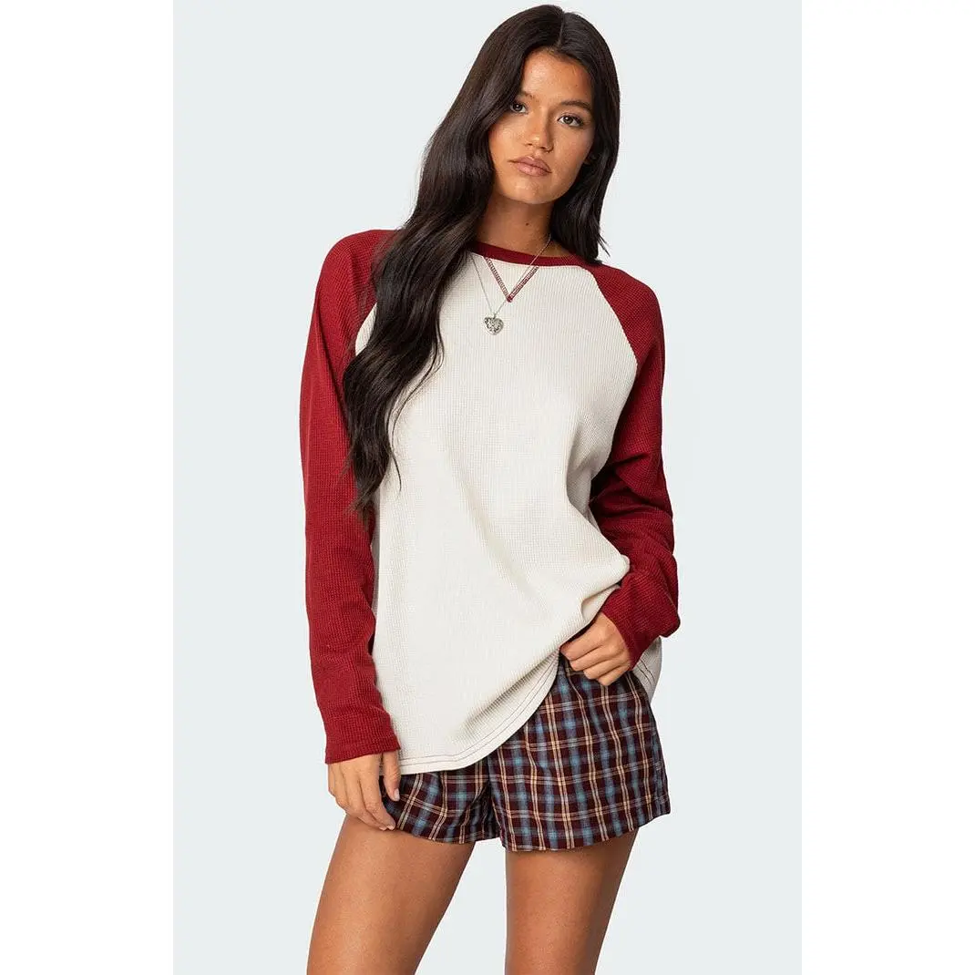 Edikted Women's Me Time Oversized Waffle Top