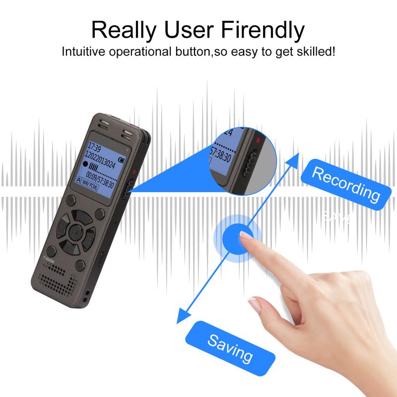 64GB Digital Voice Recorder for Lectures Meetings - 4648 Hours Voice Activated Recording Device Audio Recorder with Playback, Password