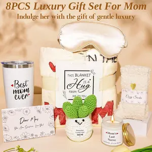 ‌Mothers Day Mom Gifts from Daughter Son, Best Mom Ever Birthday Gifts Baskets Box Set for Moms Women Stepmom Mother-in-Law, New Mama Gift for Wife from Husband with Blanket