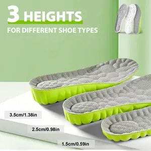 4D Cloud Height Boost Insoles 3 Thickness Options, Soft Elastic Shock Cushion Lift Shoe Inserts, Breathable Cuttable Insoles for Daily Walking Sports Shoes