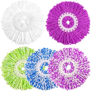 5 Pack Spin Mop Replacement Head For 360° Spin Mop System, Round Shape Standard Universal Size Mop Head, Microfiber Spin Mop Refills Easy Cleaning and Machine Washable