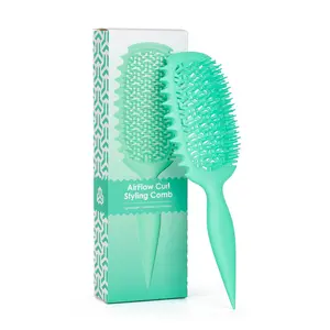 Curl Defining Vented Hair Brush, Airflow Curl Styling Comb for Curly, Coily Hair, Lightweight Detangling Styling Brush with Anti-Static Flexible Teeth, Ventilated Design for Faster Drying, Ergonomic Non-Slip Handle, Hair Styling Tool for Women & Men