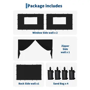 4 Piece Sidewalls for 10x10 Pop Up Canopy - Waterproof & 99% UV Protection Instant Canopy Tent SunWalls (Canopy Tent NOT Included)