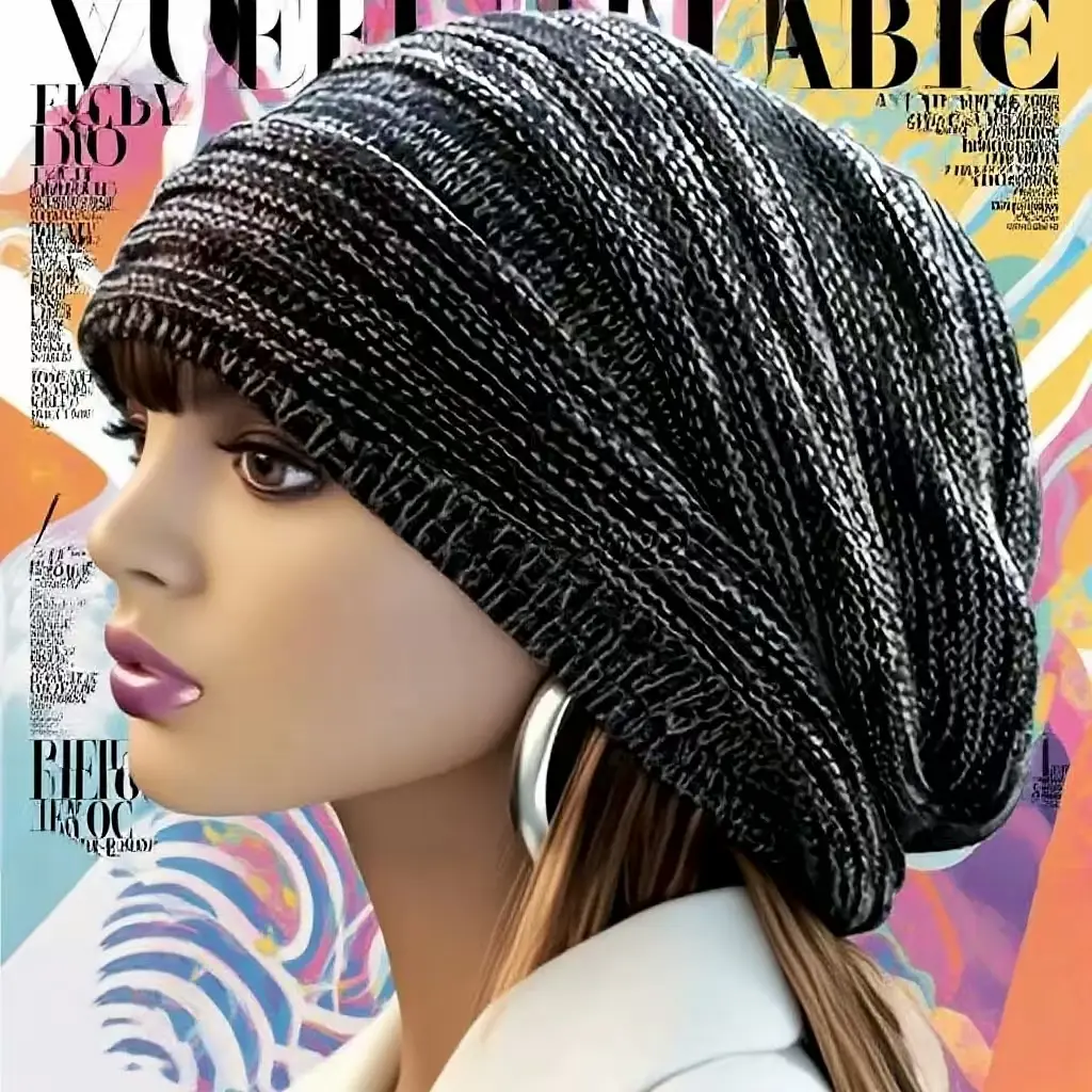 Slouchy Knit Beanie Hat - Black, Cozy & Stylish, Perfect forCool Days, Chunky Knit Slouchy Beanie -Effortless StreetStyle, Stay Cozy All Season