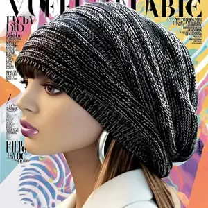 Slouchy Knit Beanie Hat - Black, Cozy & Stylish, Perfect forCool Days, Chunky Knit Slouchy Beanie -Effortless StreetStyle, Stay Cozy All Season