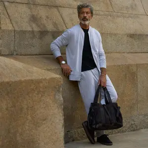 Mini Herringbone Bomber Jacket in Natural