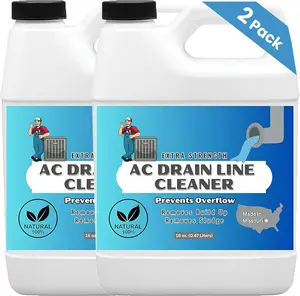 AC Drain Line Cleaner – Extra Strength | Clears Clogs & Buildup in HVAC A/C & Condensate Drain Lines | Safe & Effective AC Line Cleaner for Ice Machines Soda Machines & More (16oz 2Pack 1 Year Supply)