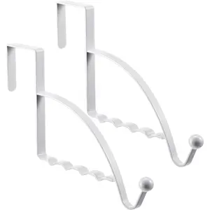 2 count Over The Door Hooks Over Door Hanger Sturdy Valet Hooks Mounted  Storage Organizer Rack for Clothes Coats Towels Hats Scarves Purses(White)