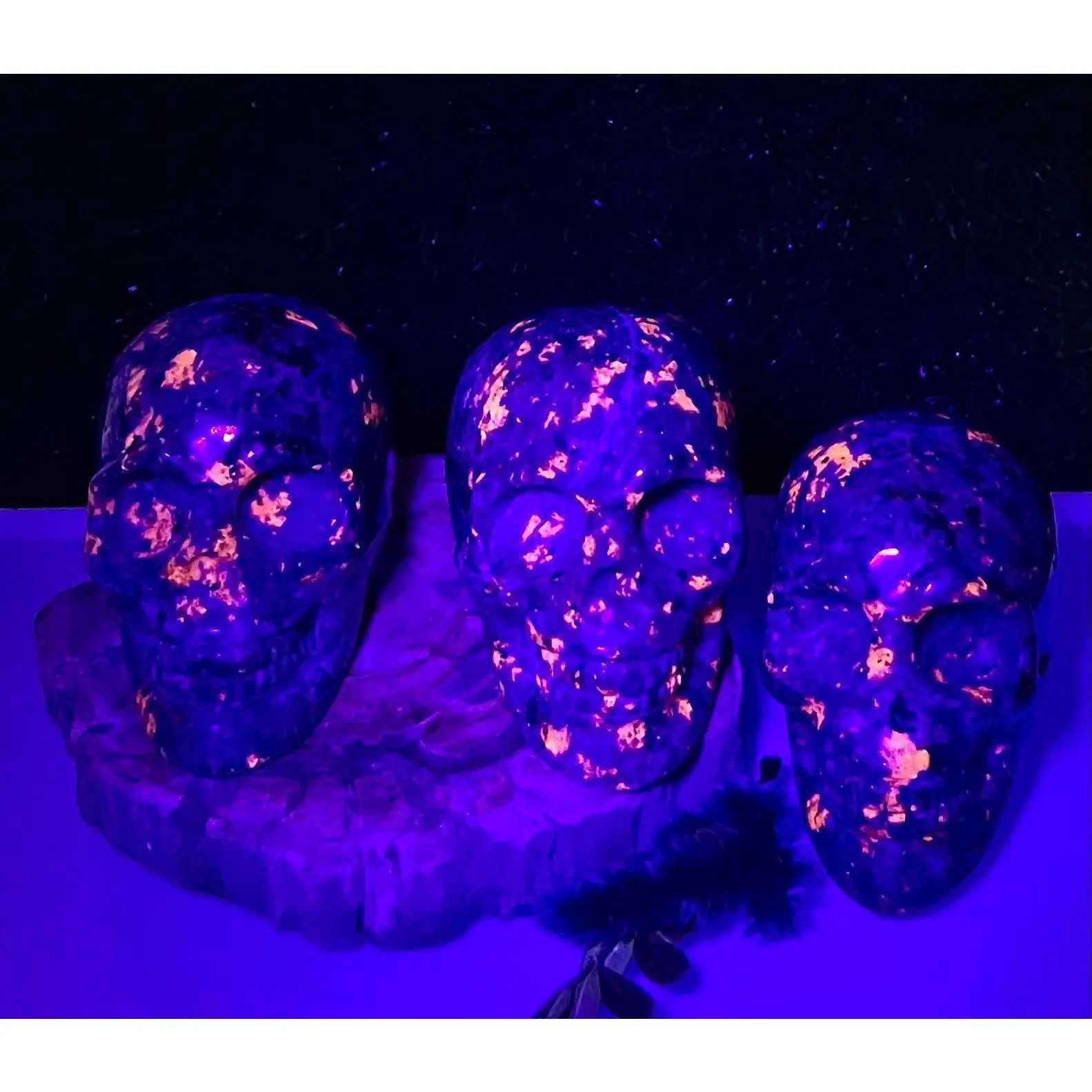 Wholesale lot 3 Pcs Natural Emberlite aka Yooperlite Crystal Skull