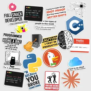 Sticker Pack 20 Programming Vinyl Sticker, Coding Developer Life Tech Humor Decal for Laptop Notebook