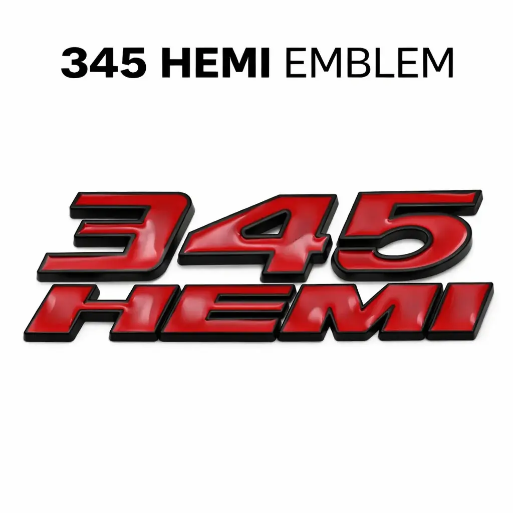 Durable Metal 345 HEMI Car Badge - Adhesive Backing Engine Emblem Decal with Easy Installation for RAM 1500, 2500 Truck Fender Decoration, Truck Decoration