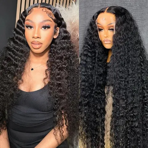Bling Hair Brazilian 12-36 Inches Deep Wave 13x4/13x6 Transparent Front Human Hair Wigs 13x4 Curly Water Wave Lace Frontal Wigs For Woman