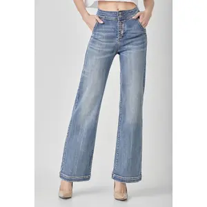 Risen High Rise Wide Flare Jeans