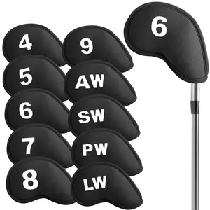 Golf Iron Head Covers Neoprene Hook and Loop Design Value 10-Piece Set Golf Accessories for Men Women, Lightweight Headcover for Irons Soft Protection in Blue Black Pink