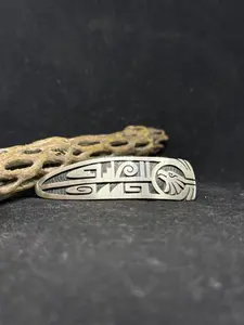 Handmade Native American Navajo plain Sterling Silver feather Hair Barrette stamped & signed