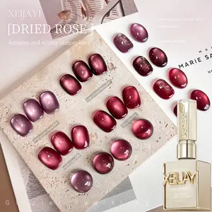 XEIJAYI Photo Frame Bottle Dried Rose Gel Nail Polish, 4 Colors — 2025 New Ultra‑Bright Cat Eye Effect, High‑Saturation Glossy LED Gel, Premium Feel, Long‑Lasting & Durable, Perfect for Nail Salons and DIY at Home