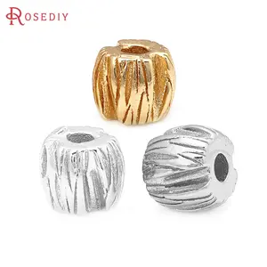 10PCS 18K Gold Color Brass Wood Spacer Beads Bracelets Beads  Jewelry Accessories Making Rosediy official-website