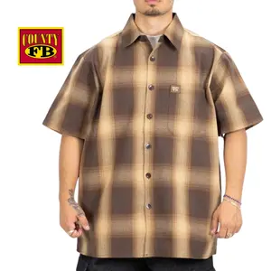 FB County Short Sleeve Checker Flannel Shirt - Casual Cotton/Polyester Blend Fabric for Men & Women - Breathable All-Day Wear