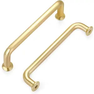 5 Pack 3-3/4 Inch Brushed Brass Kitchen Cabinet Handles Copper  Cabinet Pulls Antique Dresser Drawer Pulls Farmhouse Kitchen Hardware for Cabinets Cupboard Closet