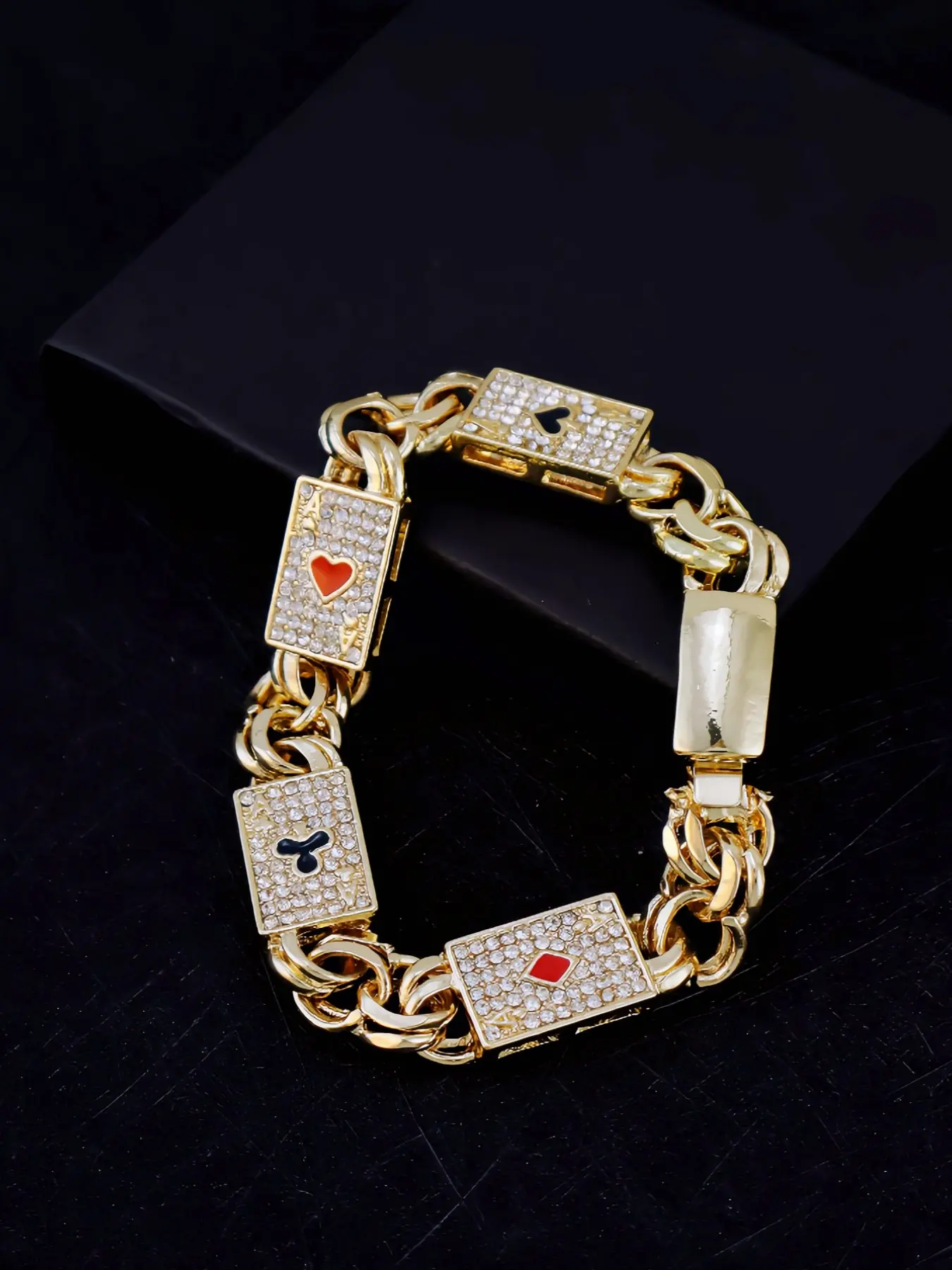 Infinite Symbol Poker Card Alloy Chain Bracelet, /silver Color, 8.0 Inches, Unisex Hip Hop Style, Fashion Jewelry for Men and Women